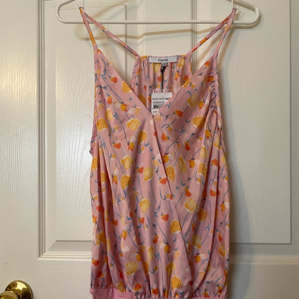RO&DE Bodysuit NWT pink satin Sz XL
